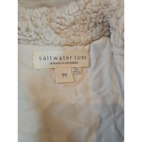 SALT WATER LUX WOMEN'S SHERPA BUTTON UP JACKET IVORY Medium NEW - Picture 7 of 10